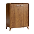 **Armoires en bois de style moderne avec portes à poignée, finition naturelle**