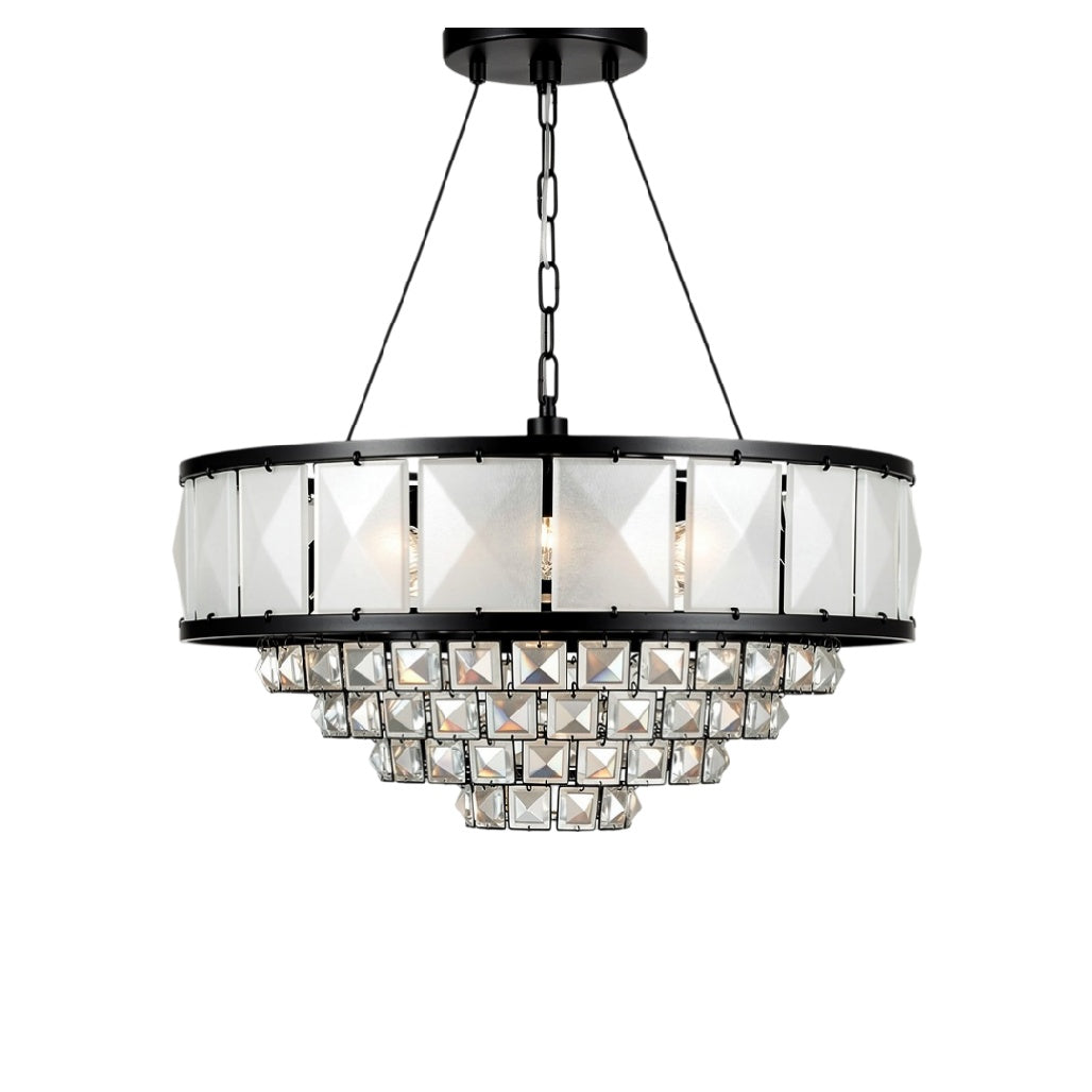 **Lustre moderne en cristal avec finition noire**