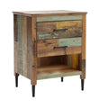 **Table de chevet en bois recyclé avec tiroirs**