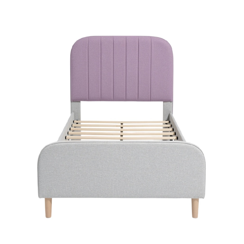 **Lit avec tête de lit rembourrée, design moderne et structure en bois**